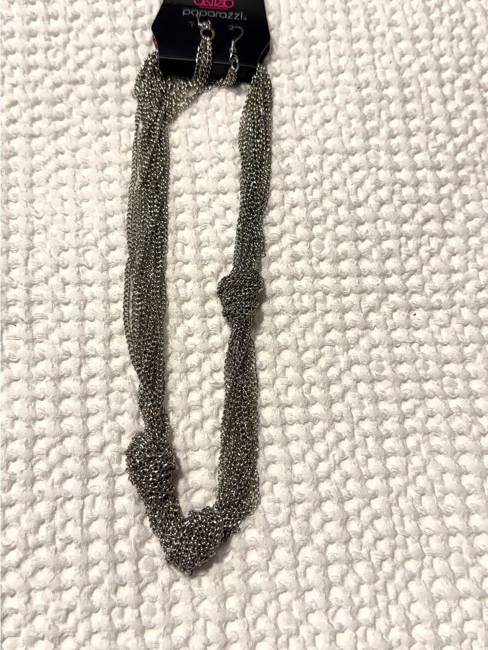 Paparazzi Silver Multi-Chain Knot Necklace - Silver